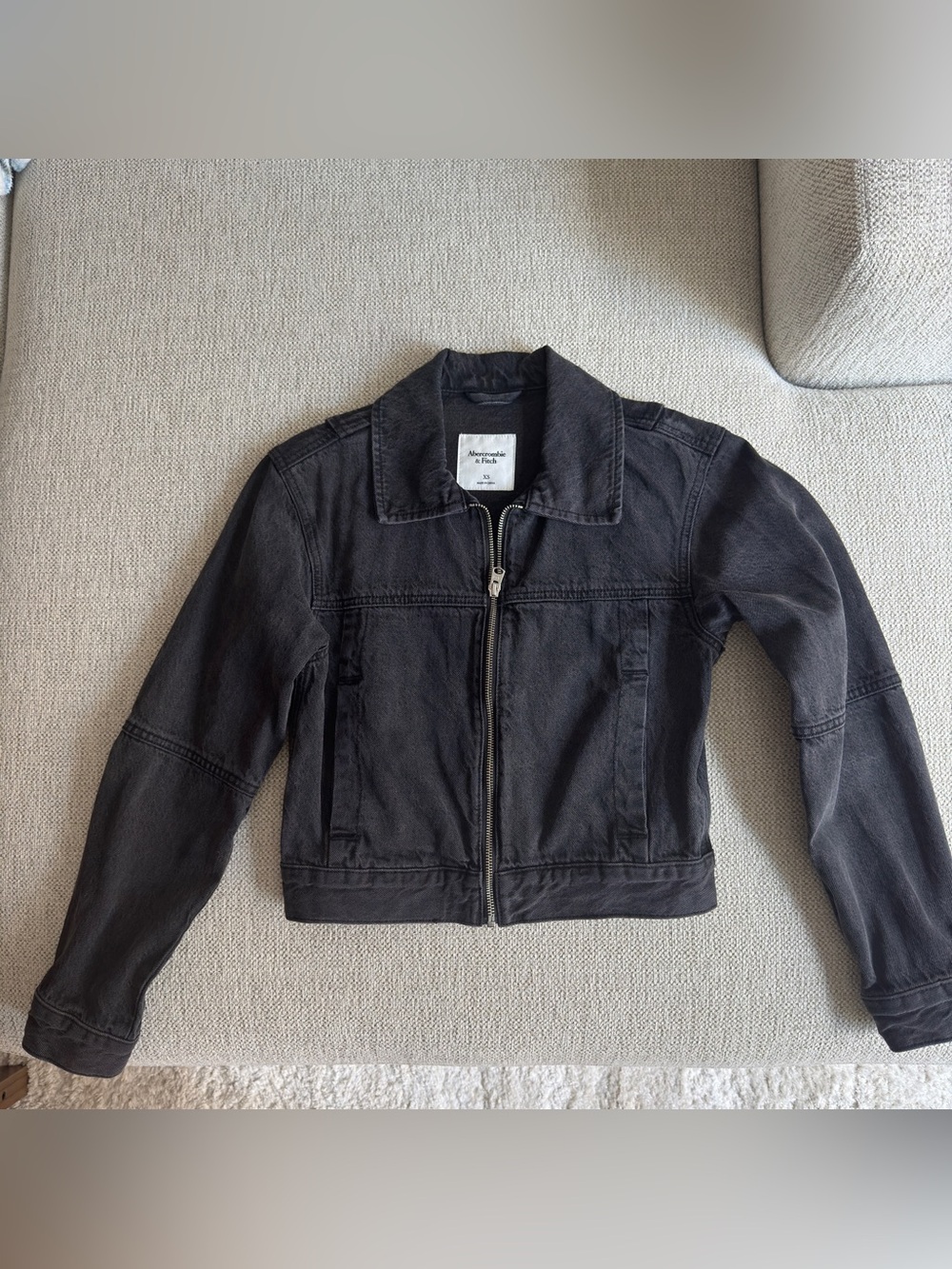 Abercrombie & Fitch Black Washed Zip Jacket